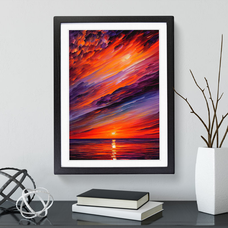 Ocean Sunset View No.3 - Framed Print, Black, 34cm H x 25cm W x 2cm D