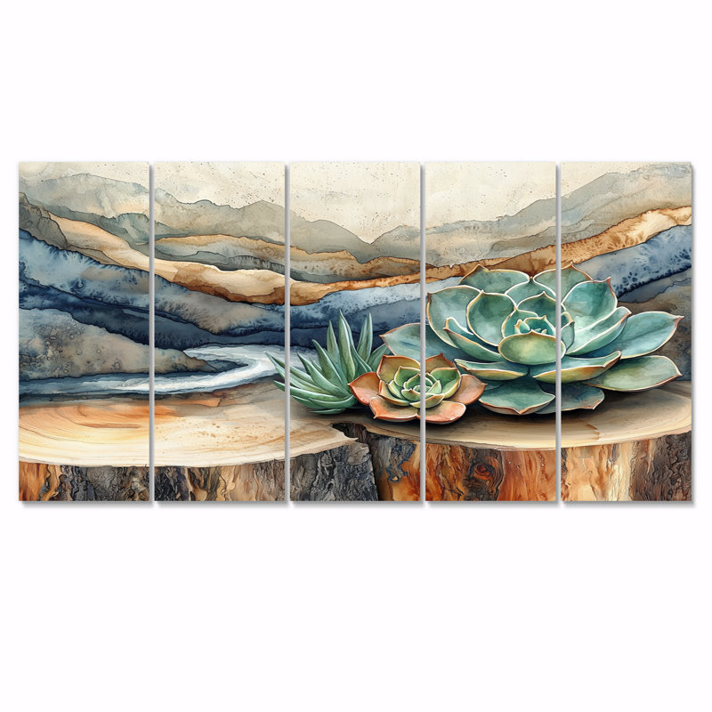 Huntsberry - Succulents, art mural - Toile d'art murale en T, H 32 po x l 80 po, 5