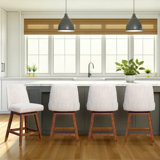 Dunamuggy Swivel Bar Or Counter Stool In Oak Wood Finish With Fabric Seat - Set Of 4