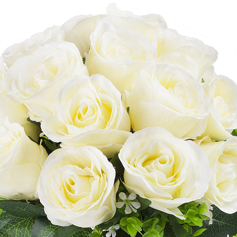 Arrangement floral roses en vase, Crème