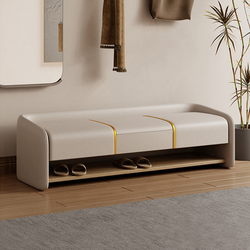 Beige Upholstered Bench, Beige