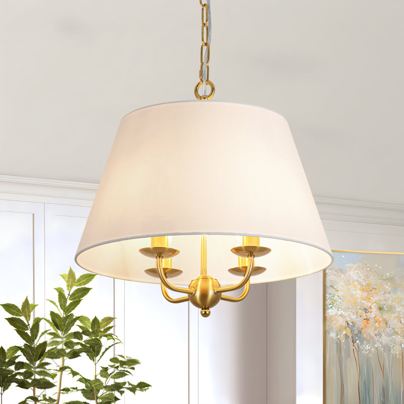 Luminaire suspendu tambour en tissu à intensité variable 4 lumières Flari pour salle à manger