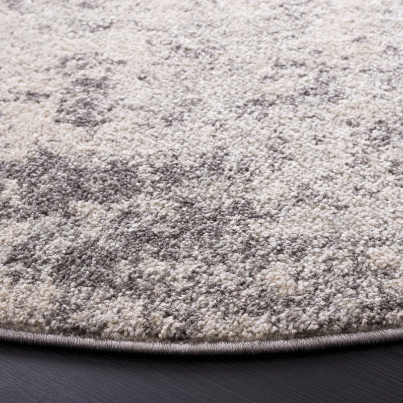 Tapis ivoire / gris Tulum 284, Rond 6 pi 7 po