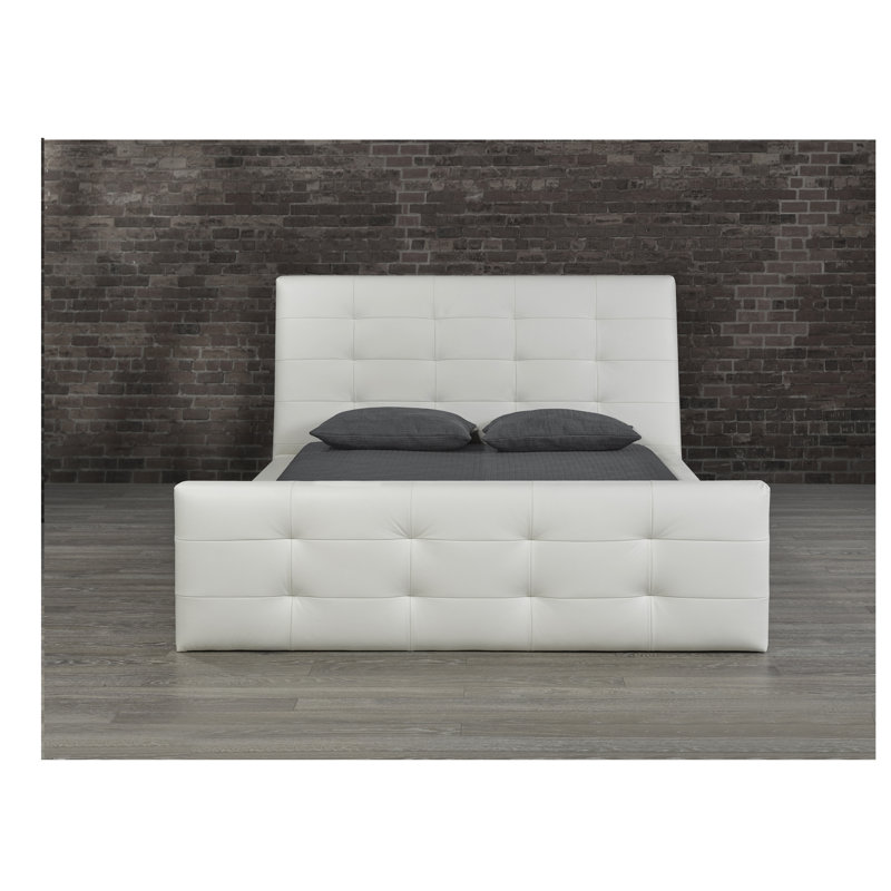 Ignas Leather Platform Bed, Queen, Linen