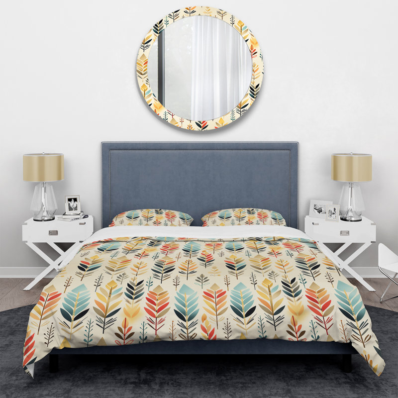 Ivoire Boho Accents - Ensemble de housse de couette à chevrons - Polyester en microfibre