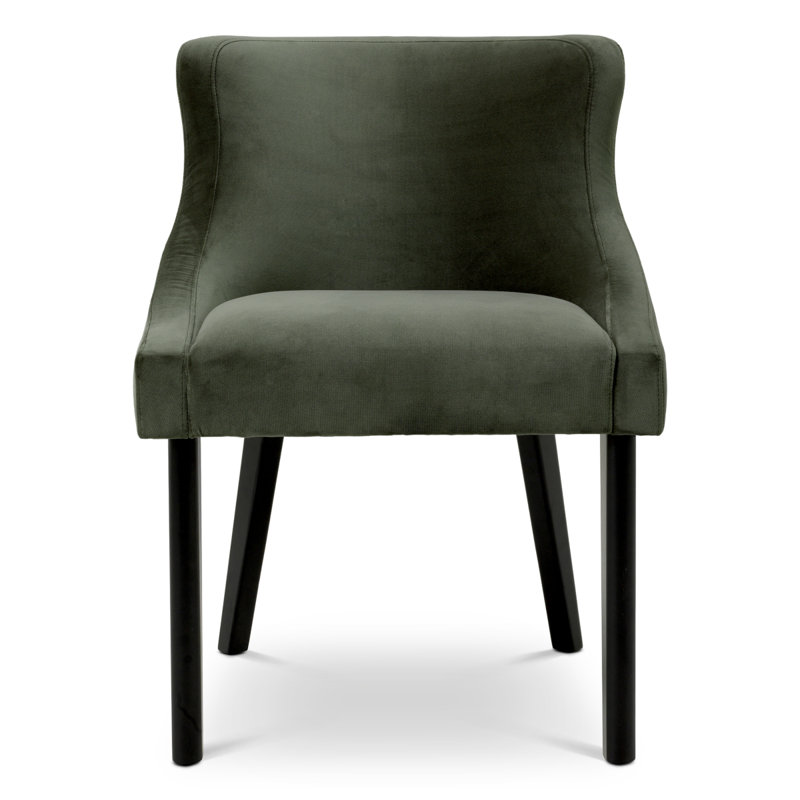 Dining Chair Chavelle Black Finish, Torrin Green