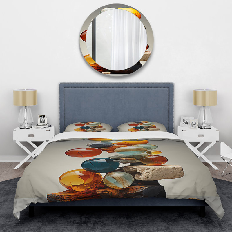 Ensemble de housse de couette Abstract Geometric Marbles Pyramid IV - Abstract Modern Shapes
