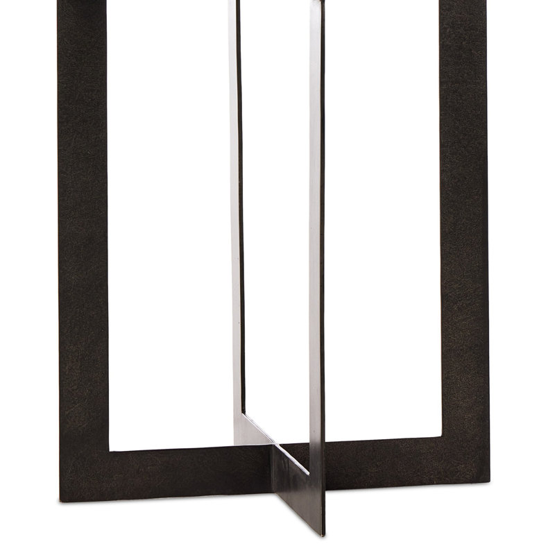 Alexzis Cast Glass End Table-Clear Cast Glass, Burnished Charcoal, Cast Glass