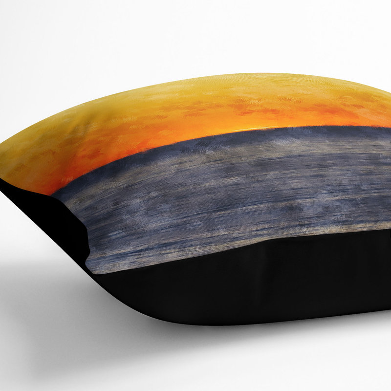 An Sunset Painting Cushion with Filling, Black, 55cm H x 55cm W x 20cm D