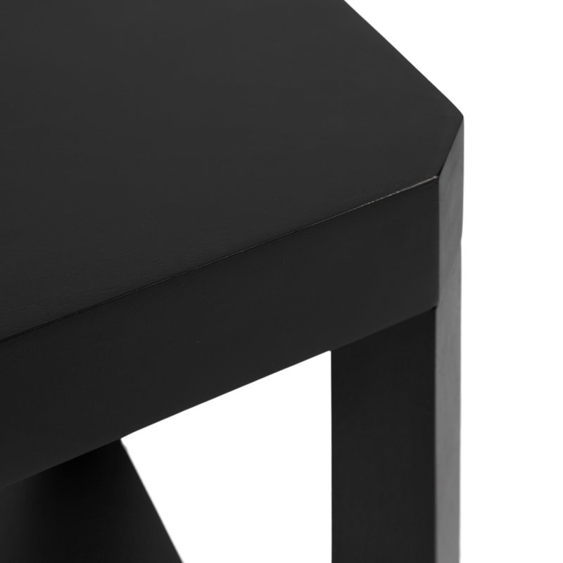 Ardentown Solid Wood Side Table with Storage, Black