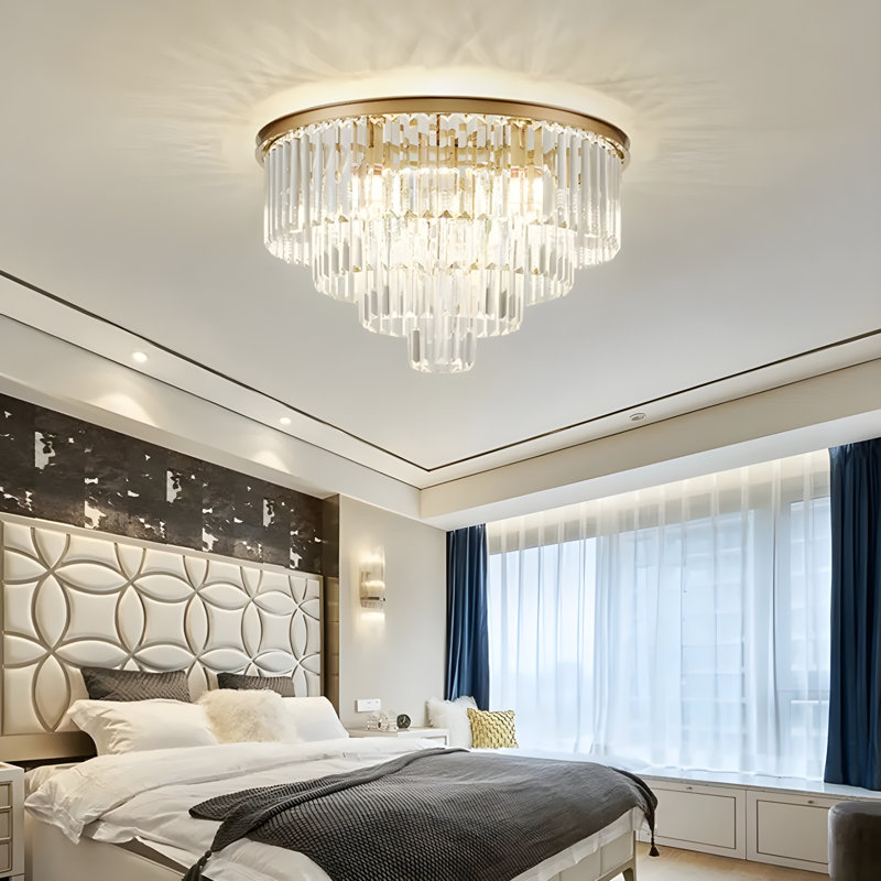 Gold Crystal Chanedlier- 3Tier Crystal Ceiling Light-Retro Light Fixture