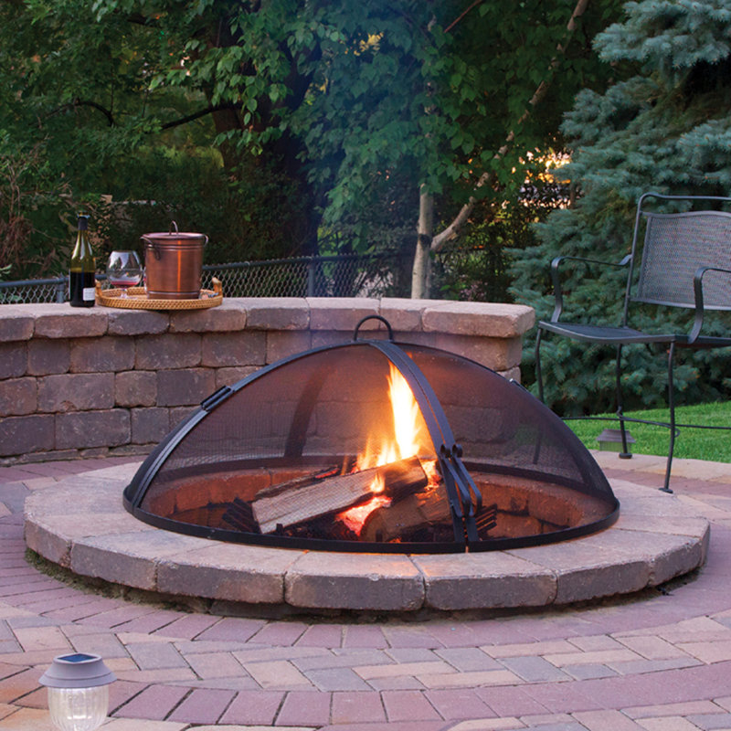 Round Fire Pit Spark Screen, 17.5" H x 60" W x 60" D