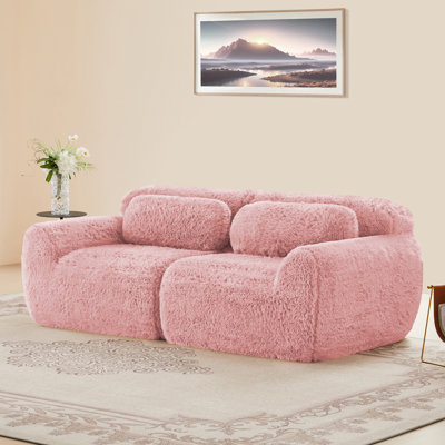Boneless 80.4'' Modular Sectional Sofa Couches, Soft And Fluffy Plush Fabric,boneless Sofa,32d High Density Sponge Ergonomic Design,free Combination Buckle Connection For Bedroom,study,home Theater