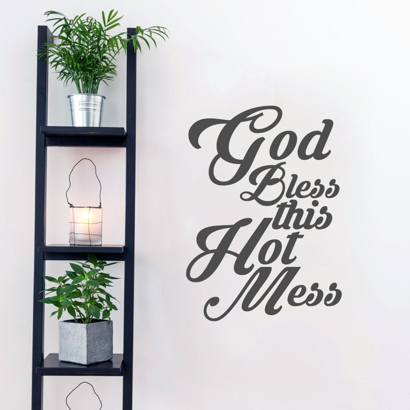 Décalcomanie murale dieu bless ce désordre, Gris foncé
