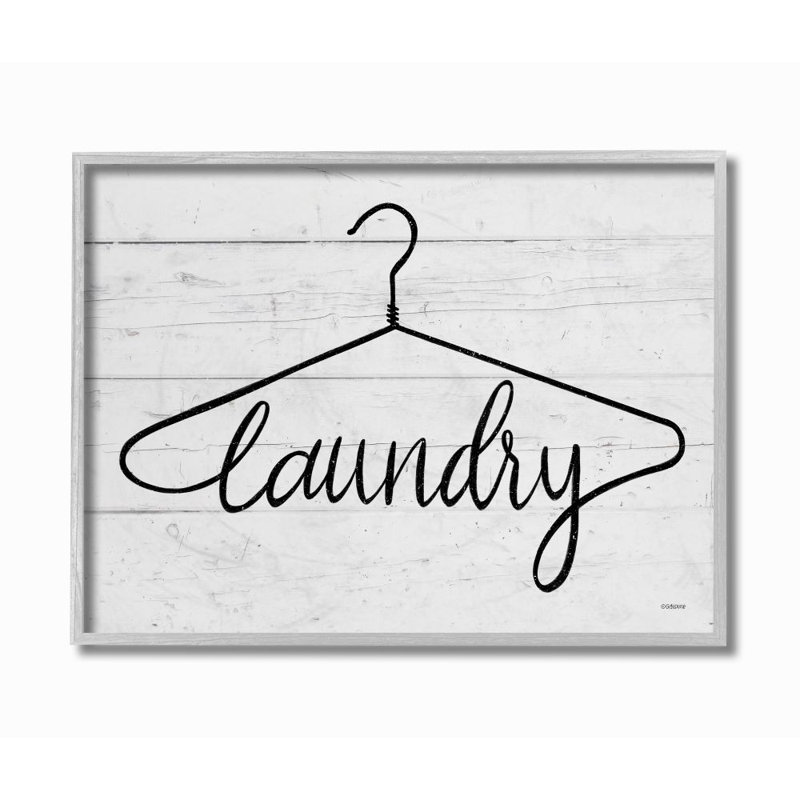 «Laundry Hanger Wood Textured Word Design», impression sur toile, Estampe numérique Farmhouse, H 16 po x l 20 po x P 1,5 po