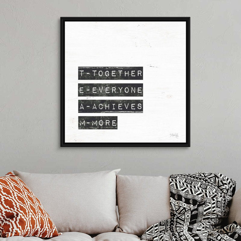 "TEAM" par Marla Rae, art textuel sur toile, Cadre noir, H 38 po x l 38 po x P 1,75 po