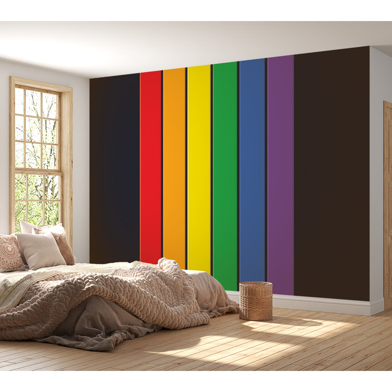 Murale pelez et collez de qualité supérieure - rayures colorées, L 96 po x l 120 po