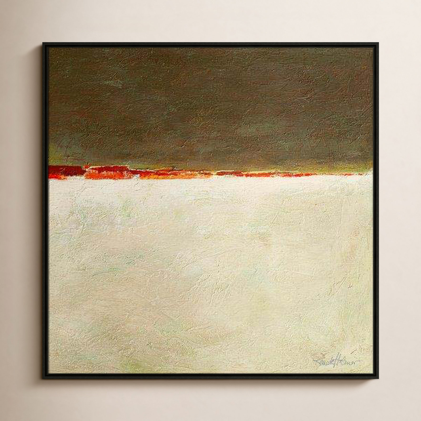 Orange Horizon I by Renate Holzner, Espresso Framed, 37.5'' H x 37.5'' W x 2'' D