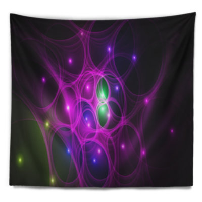 Tapisserie abstraite rose avec cercles de l'espace fractal
