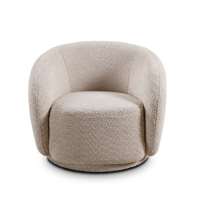 Swivel Accent Chair, Boucle Fabric Upholstered Barrel Chair, Single Sofa Single Armchair For Living Room
