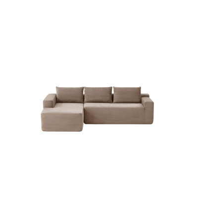 Compression Sectionals, 96.9 Inch Corduroy Modern Chaise For Home