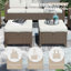 Ensemble de patio 5 pièces toutes saisons - canapé en osier 2 places, 2 fauteuils et 2 repose-pieds avec coussins-1426046442