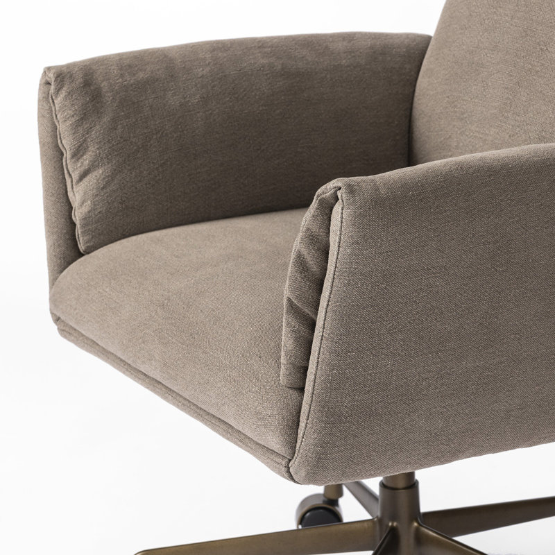 Salerno Desk Chair, Brown, Linen