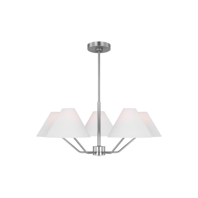 Lustre moyen 5 lumières Riésel, Acier brossé