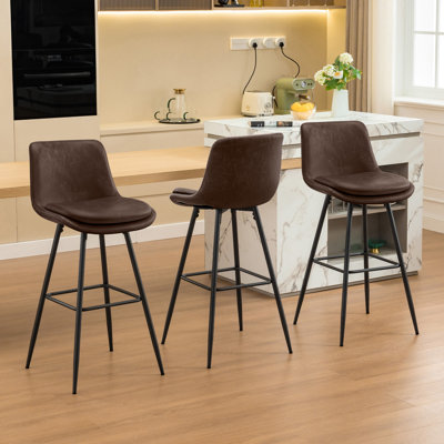 Tabouret de bar industriel en similicuir H 32 po Janayshia