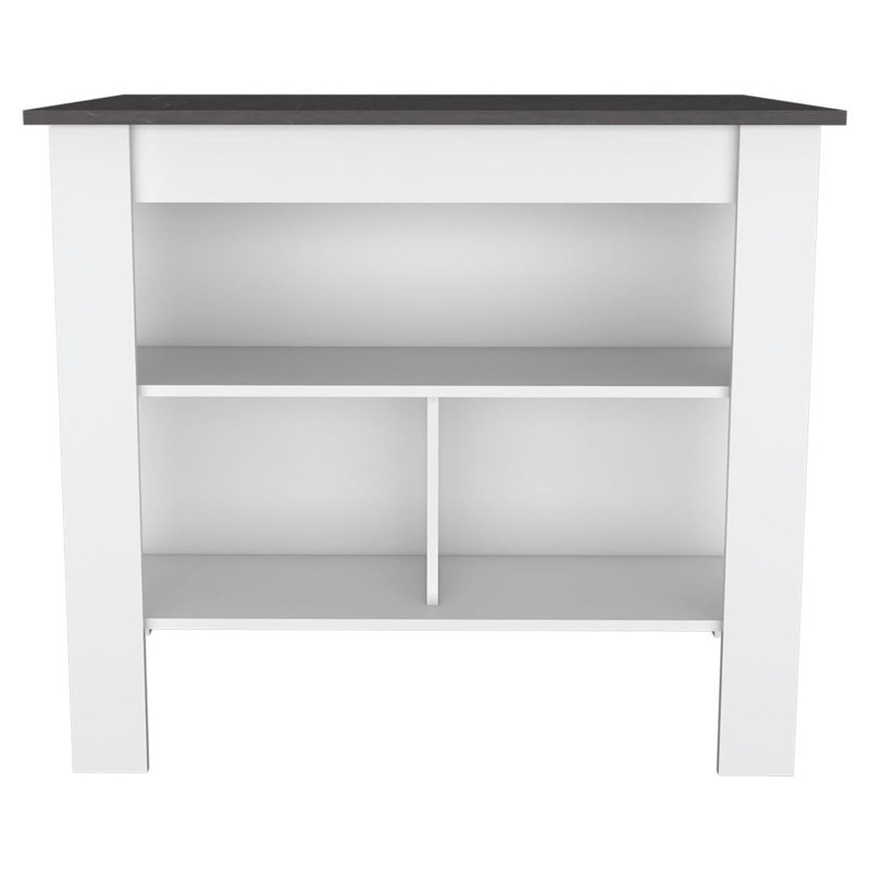 Kitchen Island with Three Storage Shelves, White, 27.5" H x 40.5" W x 27.5" D, Light Gray