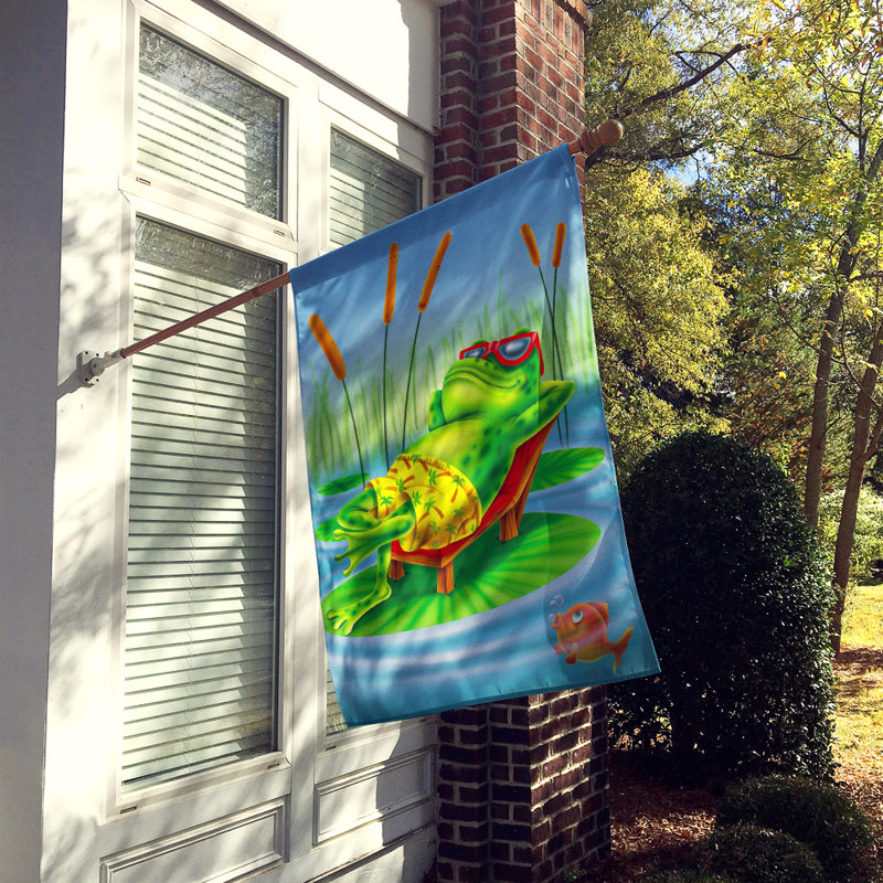 Chilaxin de grenouille sur le coussin lilly 2 côtés polyester 40 x 28 po drapeau maison