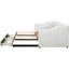 Lit de jour simple rembourré extensible beige très grand avec tiroirs coulissants, support ergonomique pour le dos et les accoudoirs, surfaces de tiroir en tissu doux et confortables, confortable