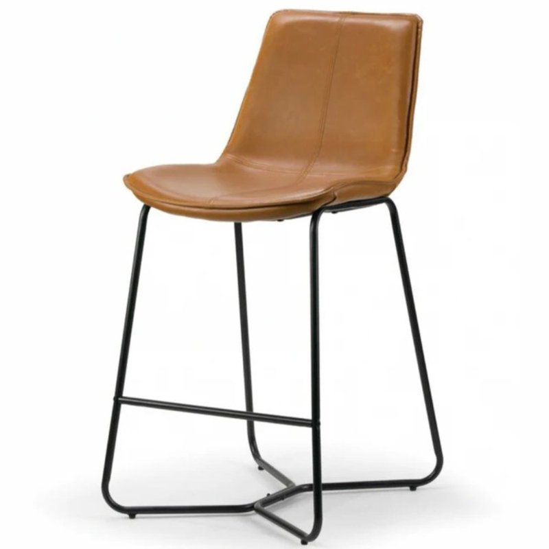 Tabouret de comptoir 26 po Aletha, Brun clair, Tabouret de bar
