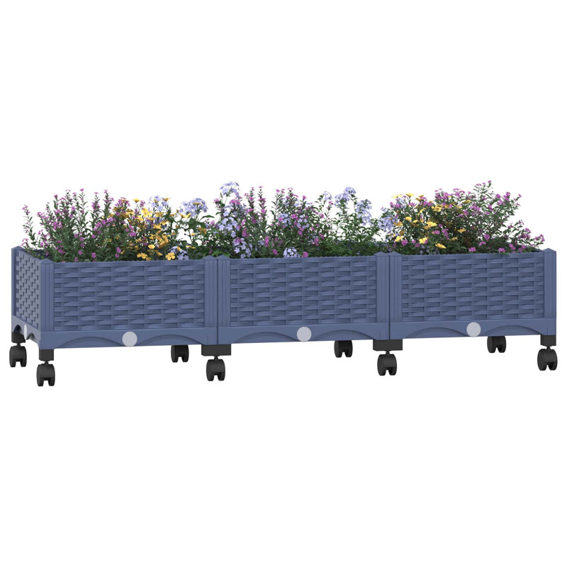 Elevated Planter, 33cm H x 120cm W x 40cm D, Blue Grey