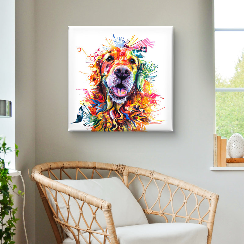 Monty the Golden Retriever Dog - Wrapped Canvas Art Prints from Sarah Taylor Art, 80cm H x 80cm W