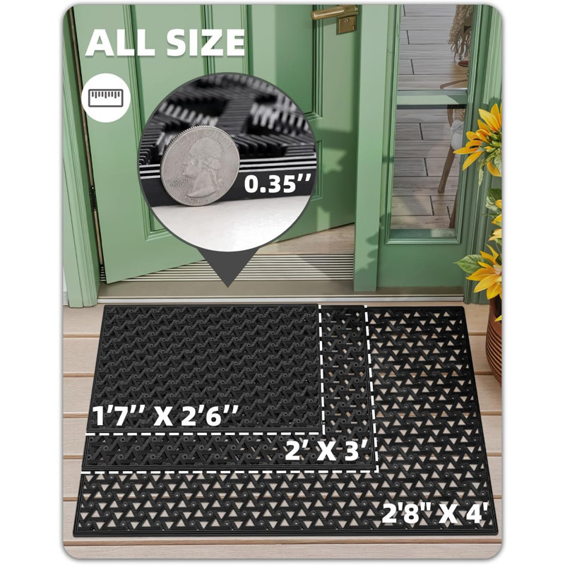 Non-Slip Outdoor Doormat, Black, 31.5" W x 48" L