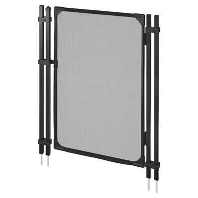 Pool Fence Gate, 4 x 2.5 ft Inground Swimming Pool Fences Gate, Outdoor Security Fencing Door Kit with Self-Closing and Self-Locking Design, 352 gsm Teslin PVC Mesh, Easy Installation, Black