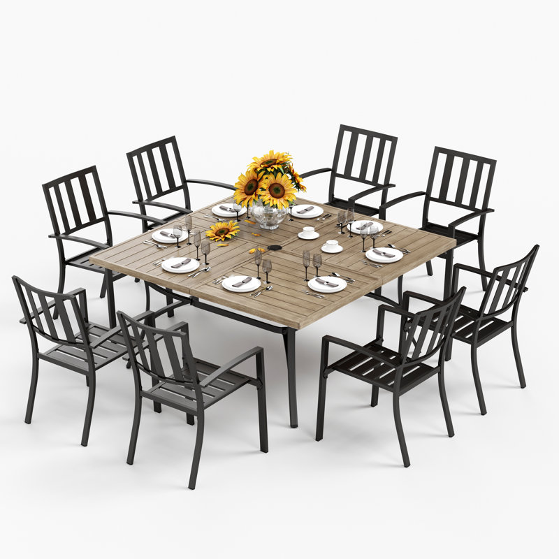Sutiya 8 - Person Patio Dining Set with Extendable Square Table