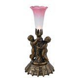 Twin Cherub Torchiere Table Lamp Set