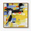 Bue, jaune, noir et rouge, coups de peinture encadrés sur toile-96984917