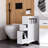 Narrow White Bathroom Cabinet With Rolling Feature And Storage Space Side Frame 45 Lbs Capacity