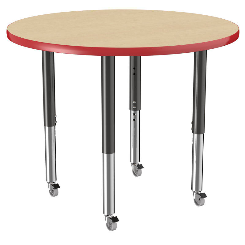 Table ronde à hauteur réglable, 36", Maple/Red/Black, Super