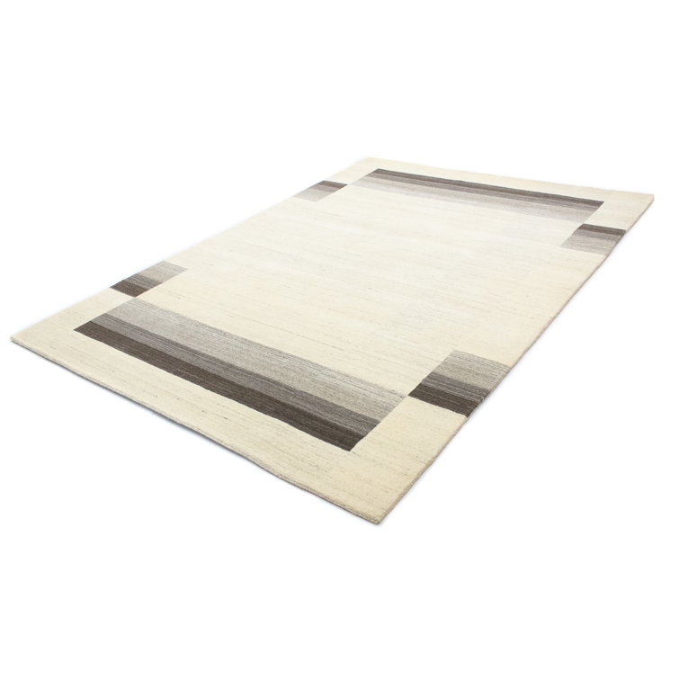 Ebern Designs Collinge Hand Knotted Wool Beige/Grey Indoor/Outdoor Rug ...