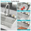 Évier de cuisine à cascade 33 po 33 po - éviers de cuisine à rebord à cuve simple en acier inoxydable de calibre 16 avec robinet coulissant et tasse