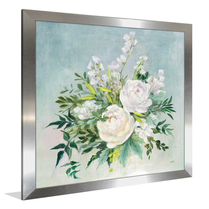 " Bridal Bouquet ", 37.5" H x 37.5" W x 1" D, Silver Framed