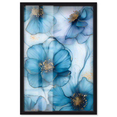 Art mural fleur de cyanescence dorée par Art Remedy