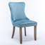 2 chaises de salle à manger, revêtement en velours bleu, pieds en bois massif, rivets décoratifs, chaise de style américain, fabrication, surpiqûres élégantes, Sw8809lb-1004985705-1004985706