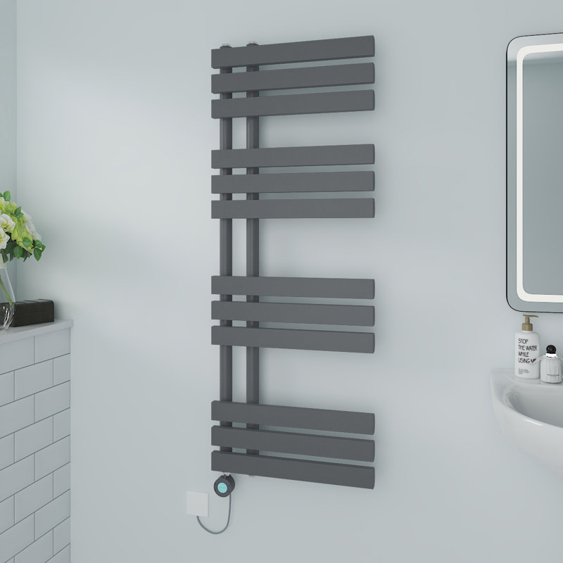Cardia Designer Towel Rail Heated Towel Rails, 120cm H x 45cm W x 7.35cm D, Anthracite
