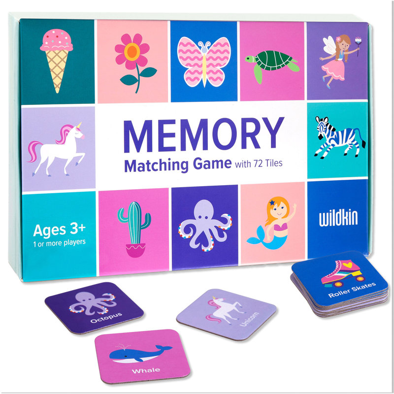 Jeu de mémoire Wildkin - 36 paires éducatives pour tout-petits et enfants d'âge préscolaire - Fille