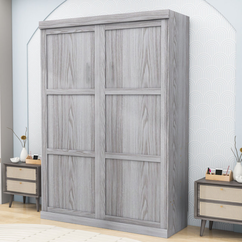 Lit escamotable avec armoire peu encombrante et lattes, Double